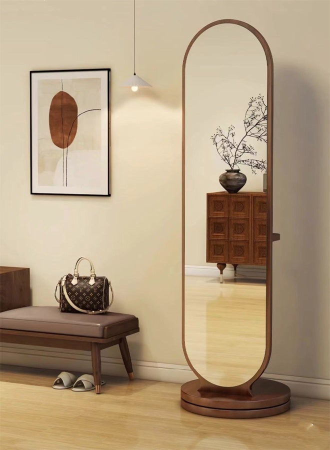 Kutis 360° Rotating Mirror Clothing And Hat Rack Full Length Mirror With Storage Wood Particle Board Brown 36 X 30 X 166 cm - Image 2